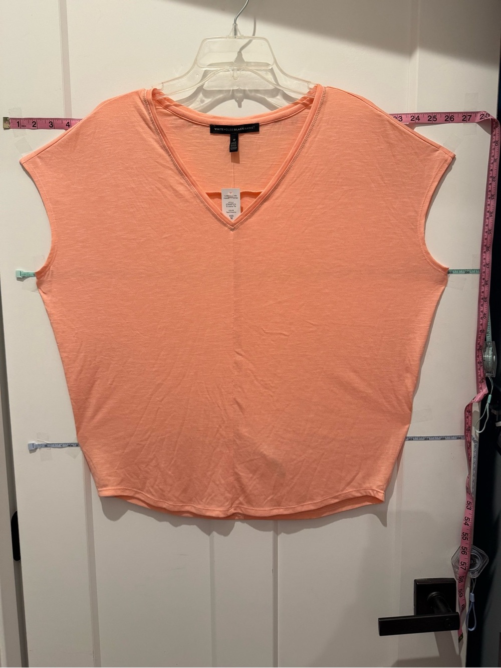 White House/Black Market Women’s V-Neck Dolman Sleeve Top in Peach